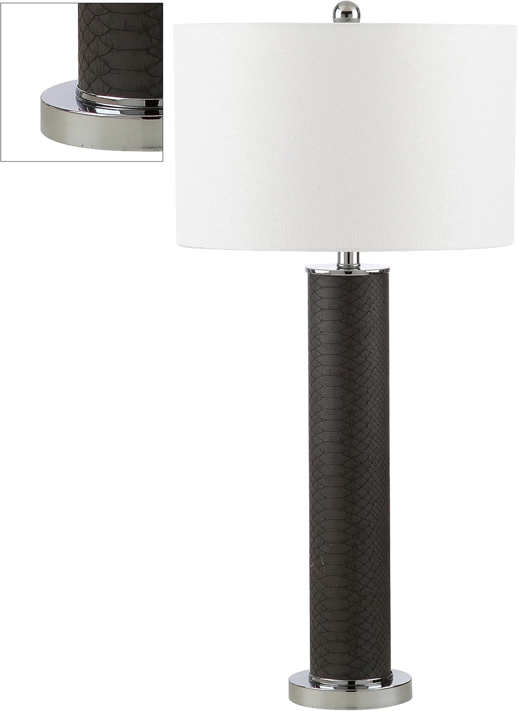 SAFAVIEH Lighting Collection – Set of 2 Ollie Modern Contemporary Grey Faux Snakeskin 32-Inch Table Lamps, LED Bulbs Included, Bedroom Living Room Home Office (LIT4404E-SET2)