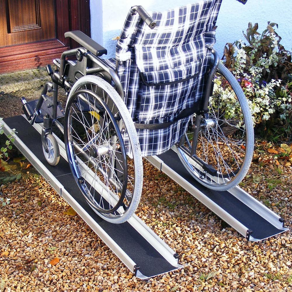 Heavy Duty Non-Slip Aluminum Telescopic Ramp (2 Pieces), Disability Wheelchair Mobility Portable Ramp, Suitable for Manual Wheelchairs, Heavy-Duty Scooters, Electric Wheelchairs,5ft