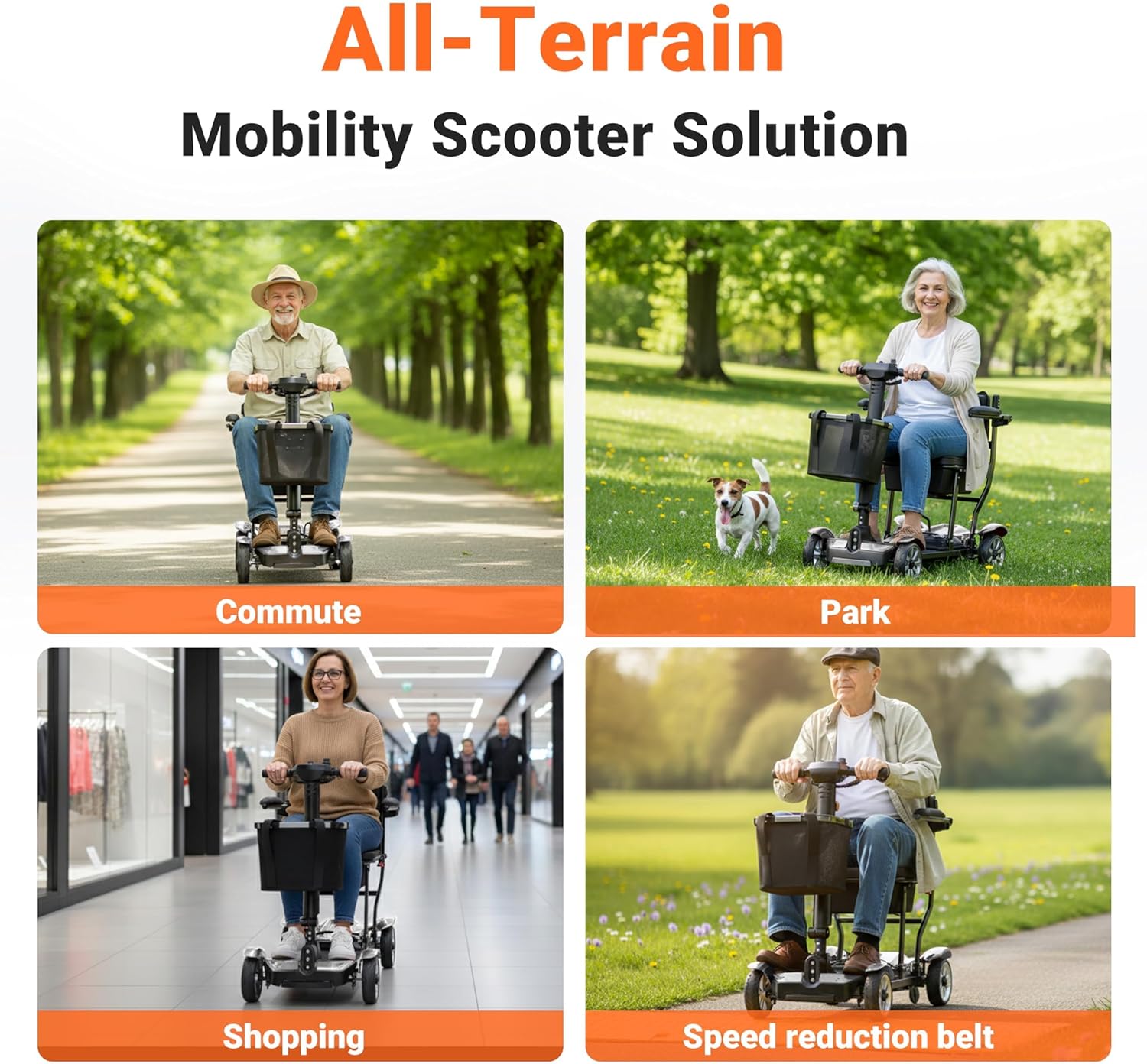 Mobility Scooter for Adults, 4 Wheel Motorized Mobility Scooter w/Portable Aluminium Frame, 350LBS Capacity & Lithium Battery, 15Miles Electric Powered Mobility for Outdoor (Silver, 15 MI)