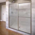 Basco Deluxe Framed Sliding Shower Door, Fits 42-44 inch opening, Obscure Glass, Brushed Nickel Finish