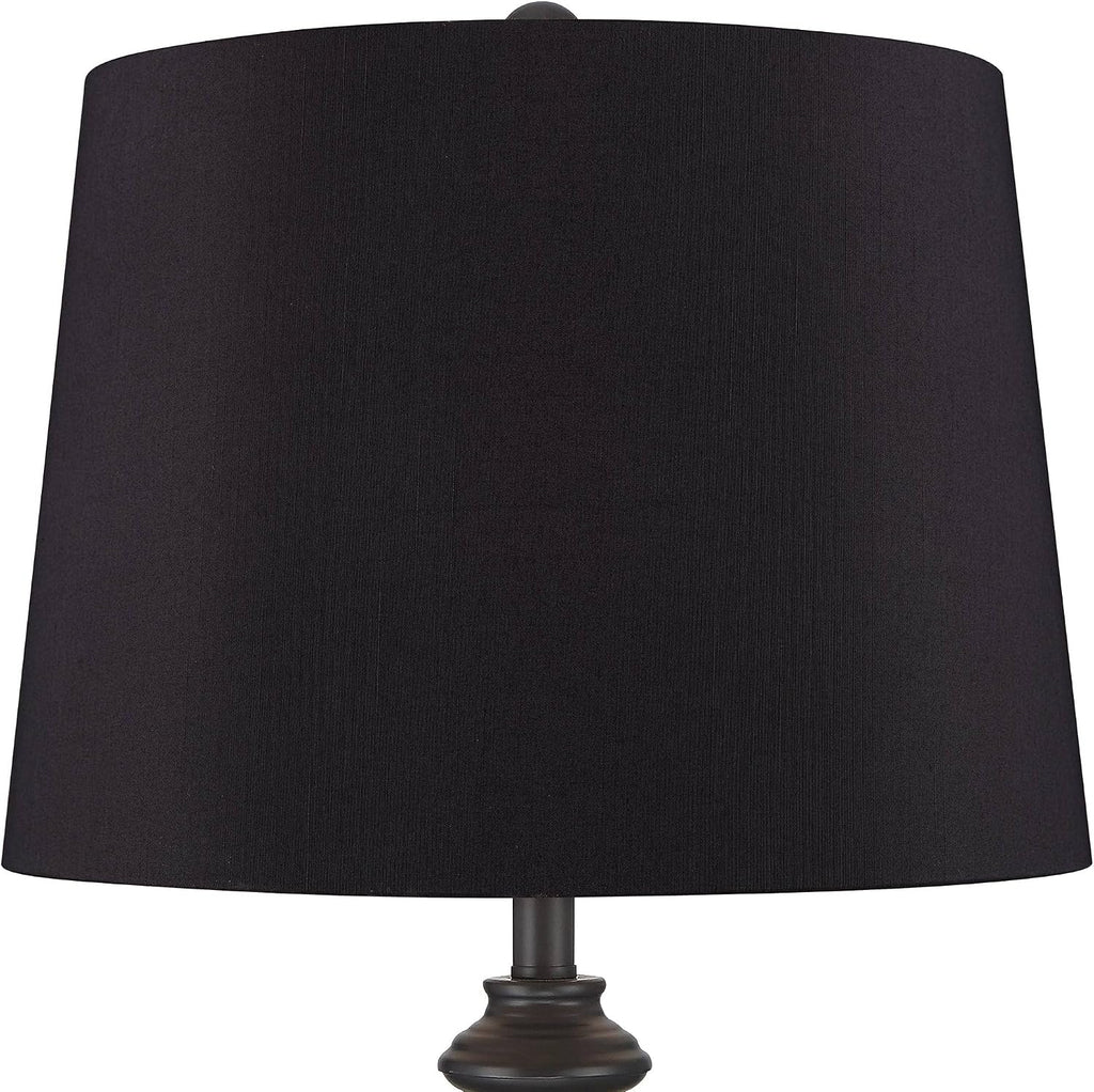 360 Lighting Lynn Modern Industrial Buffet Table Lamps 26' Tall Skinny Set of 2 Dark Bronze Brown Metal Black Faux Silk Drum Shade for Living Room House Home Dining Office Entryway Family Decor