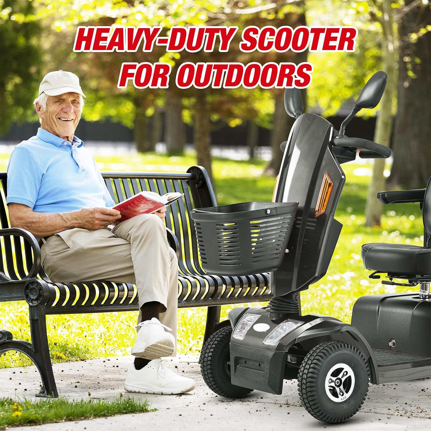 Mobility Scooters for Seniors & Adults 500 Lb Weight Foldable,Heavy Duty 4 Wheel Powered Scooter,Portable Disability Electric Wheelchair,500W Motor,52AH Battery,25 Miles Range,Rear Basket,Black