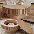 JUSTONE 31.5' Round Coffee Table,Farmhouse Wood Coffee Table with Storage for LivingRoom,Apartment,Office,Natural