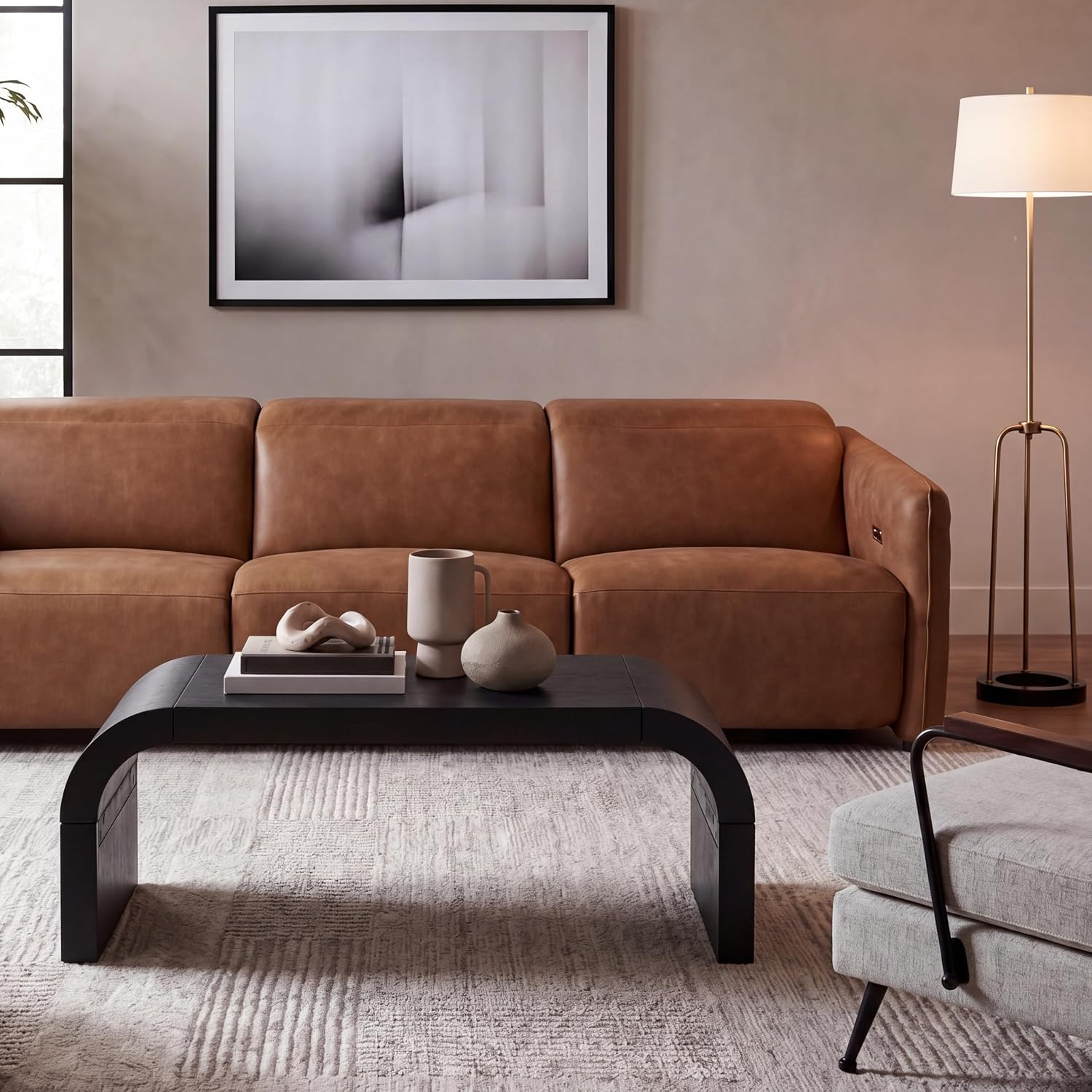 SAFAVIEH Home Collection - Liasonya Coffee Table, Black with Curved Base Waterfall Design for Living Room (COF6610C)