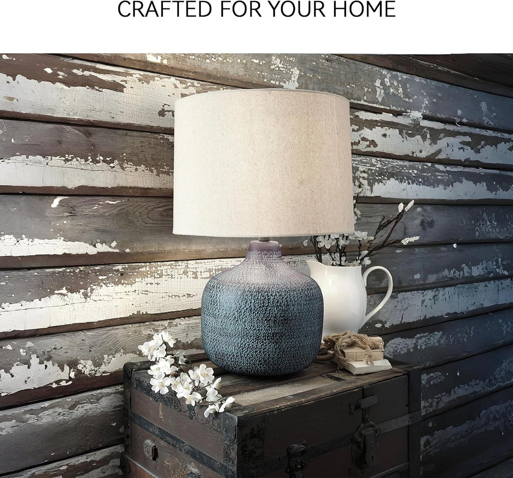 Signature Design by Ashley Malthace 24.5' Metal Accent Table Lamp, Beige, Copper, Blue & Bronze