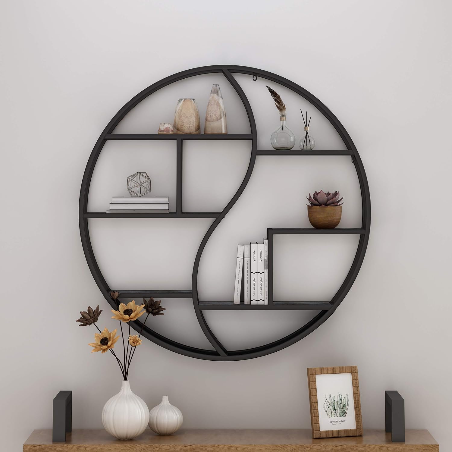 Christopher Knight Home Bobby Industrial Hanging Circular Wall Shelf, Gray Finish