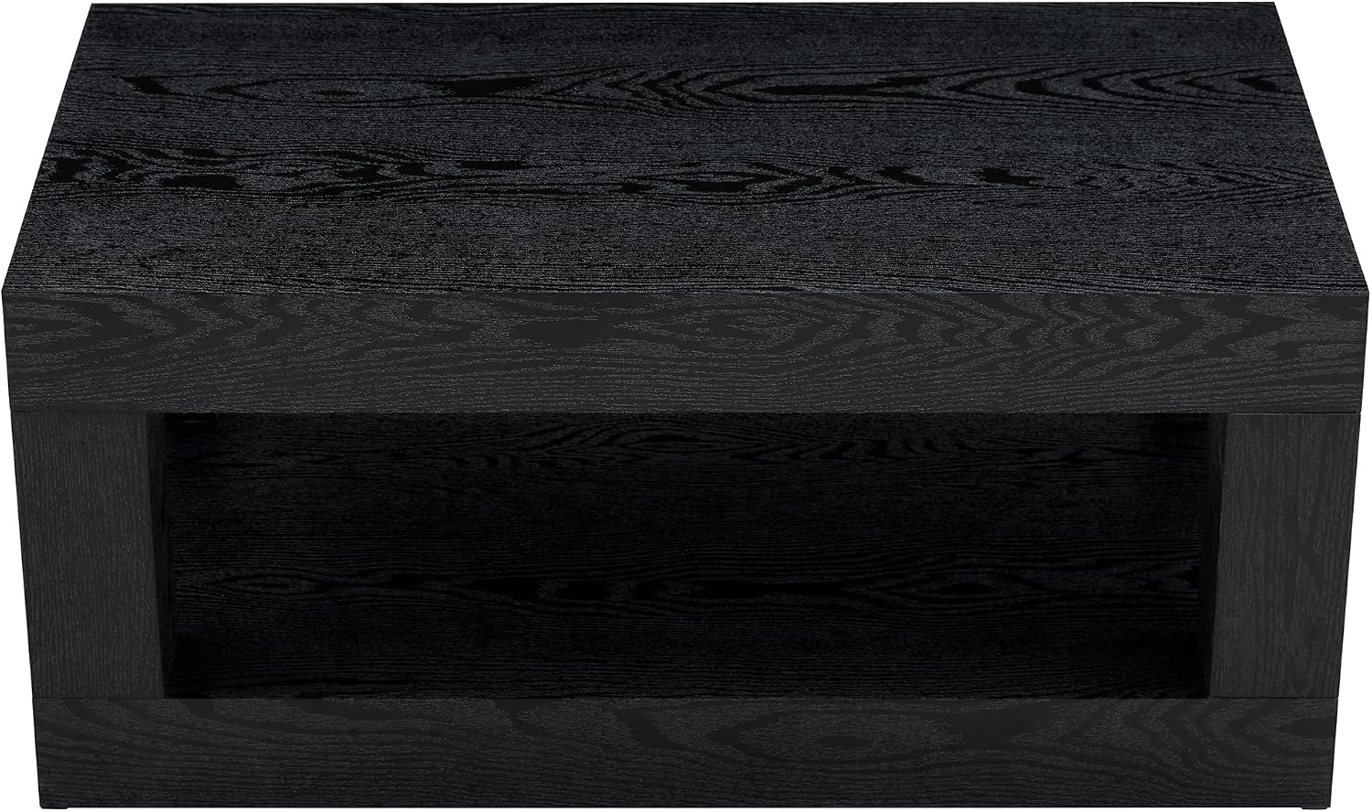 39.4' Black Coffee Table with Storage, 2-Tier Wood Coffee Table with 4' Thick Tabletop, Mid Century Modern Cocktail Center Tea Tables with Bottom Shelf for Living Room, Office, Apartment