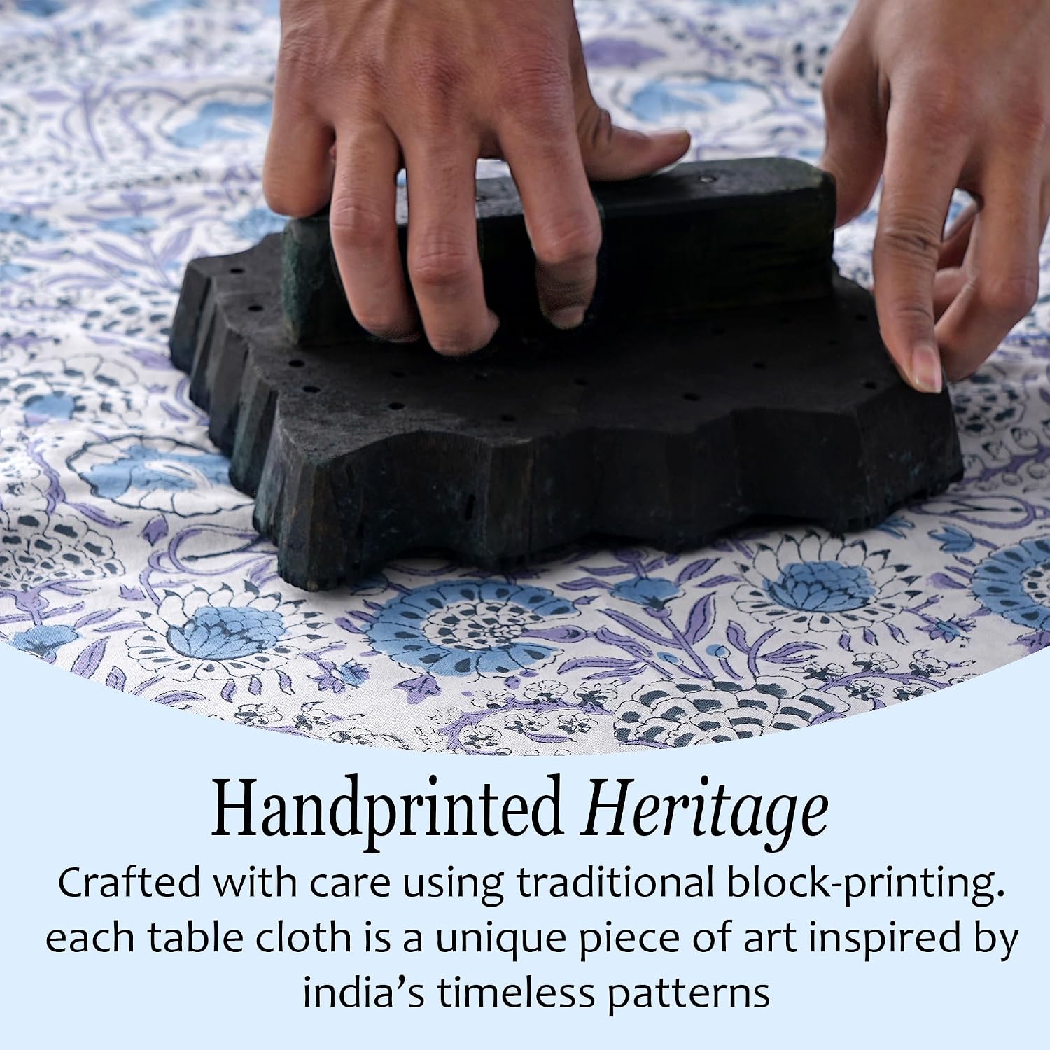 CPC Indigo Blue Block Print Cotton Handmade Round Tablecloth 120 Inch Decorative Table Cover for Home Decor, Dinning, Festive, Wedding, Farmhouse Gift for Spring, Mother's Day