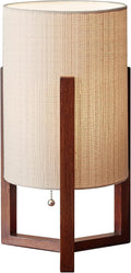 Adesso Quinn Table Lantern - Walnut Birch Wood & Natural Linen Shade – Perfect Nightstand, End Table, and Desk Lamp