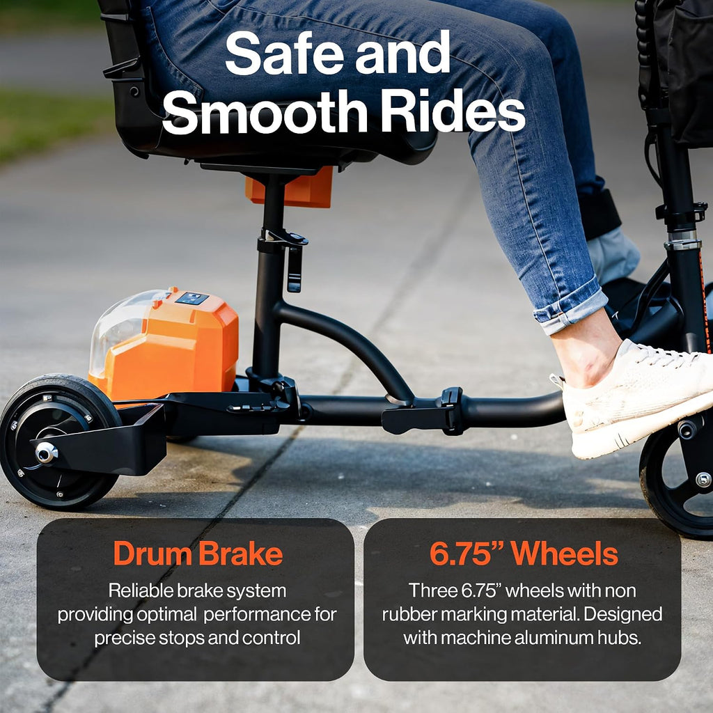 SuperHandy Passport Mobility Scooter for Adults - Foldable, 3 Wheel, Airline Travel Friendly - 6.5 Mile Range, 48V 2Ah Li-Ion Swappable Battery System (1 Li-Ion Battery)