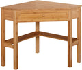 Ellen Bamboo Wood Small Corner Desk with Storage Drawer and Shelf – Compact Computer Table for Home Office, Bedroom, or Study, Bamboo Natural Finish
