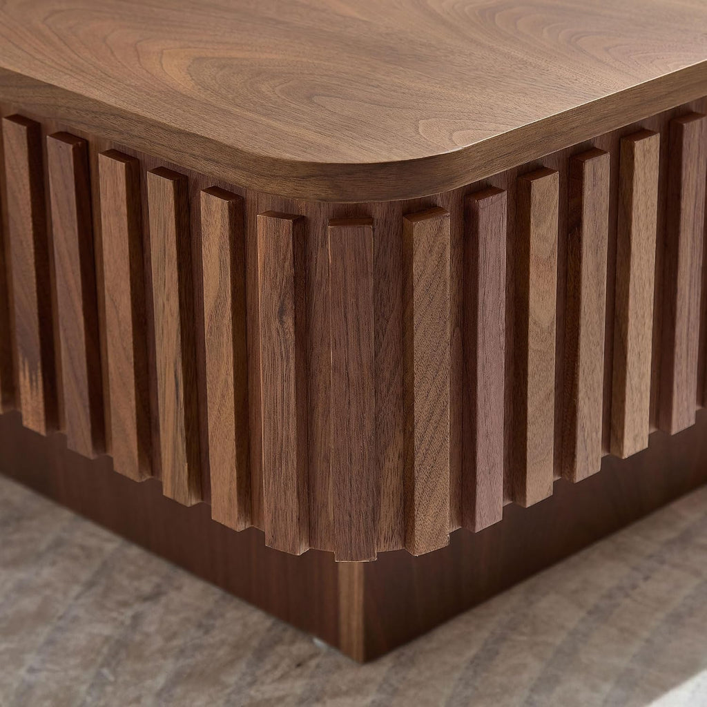 Square Coffee Table with Lift Top for Living Room Lift Up Coffee Table with Storage Fluted Coffee Tables Mid Century Modern Center Tables for Apartment 35.43'' Walnut