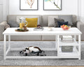 EXCEFUR White Coffee Table, Modern Rustic Wood Center Table with Storage for Living Room, Industrial Rectangle Cocktail Tea Table, 47 Inch