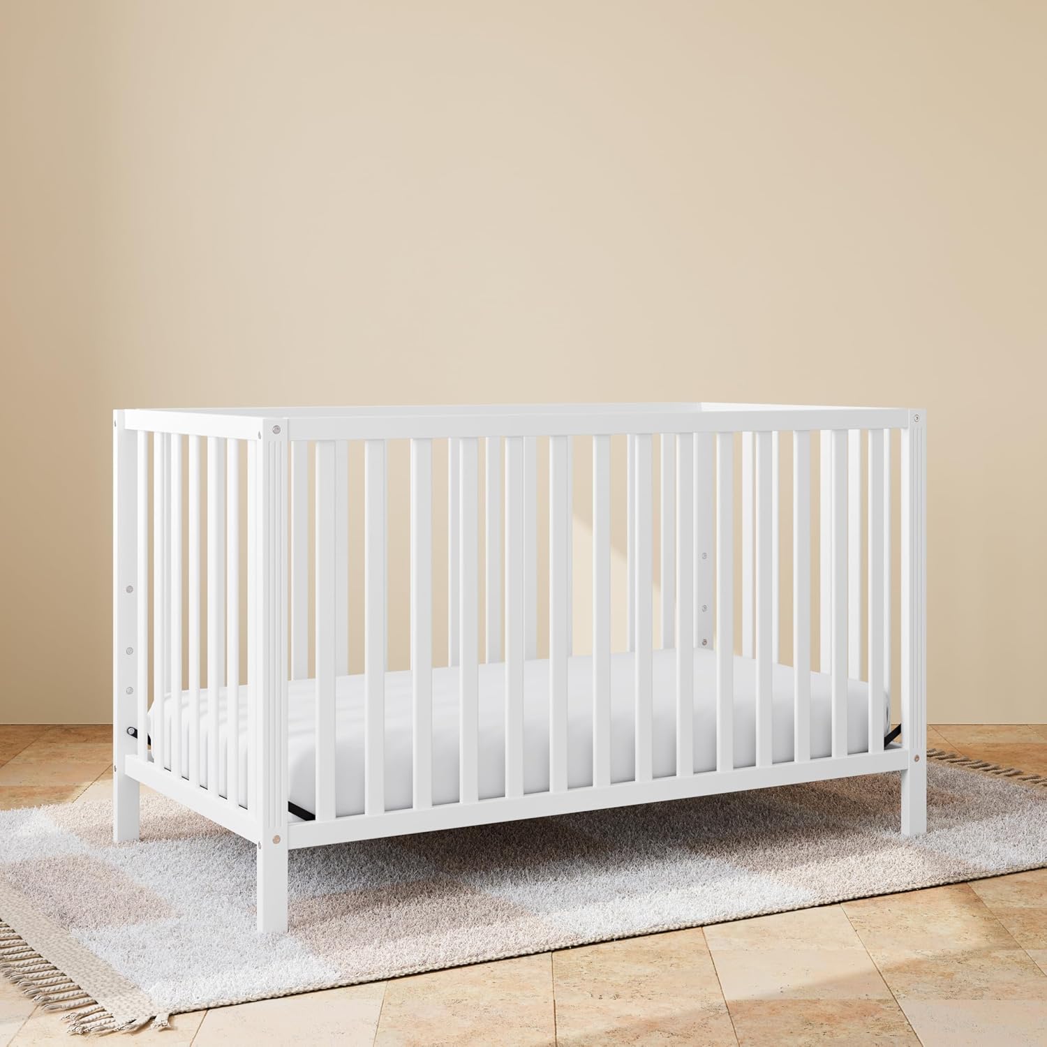 Storkcraft Morningside 5-in-1 Convertible Crib – GREENGUARD Gold Certified, Fits Standard Crib Mattress, Converts to Toddler Bed, Daybed and Full Bed, 4 Adjustable Mattress Heights (White)
