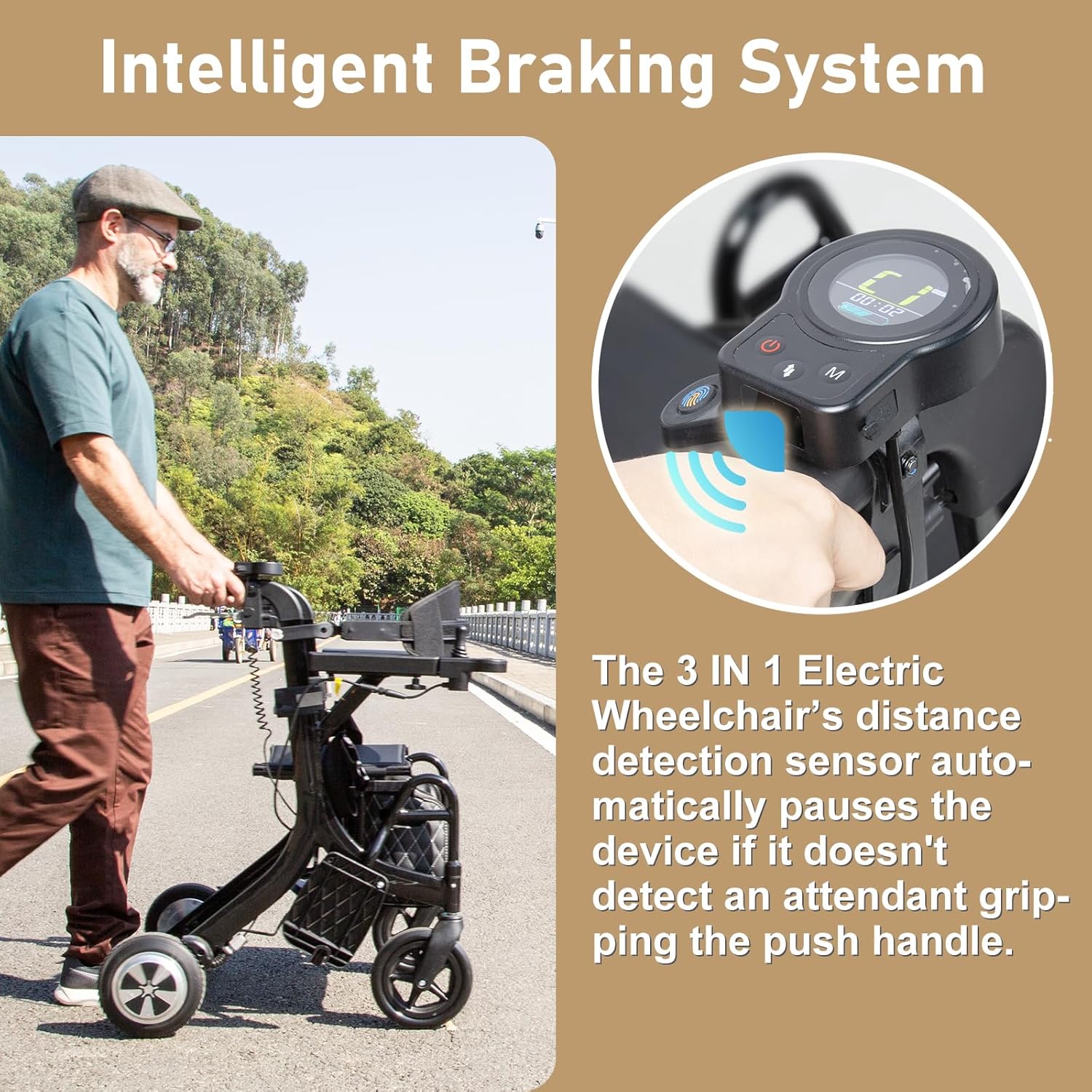 CARLIKE 3 in 1 Electric Wheelchair & Lightweight Rollator Walker with Seat & Foldable Transport Wheel Chair for Seniors Adults, Motorized Mobility Scooters, All Terrain,500W Motors