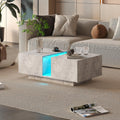 HedoAjim Grey Led Coffee Table for Living Room, Rectangular Living Room Table with Storage, Acrylic Coffee Tables with 2 Sliding Drawers, Wood Center Table for Reception Dinning Room