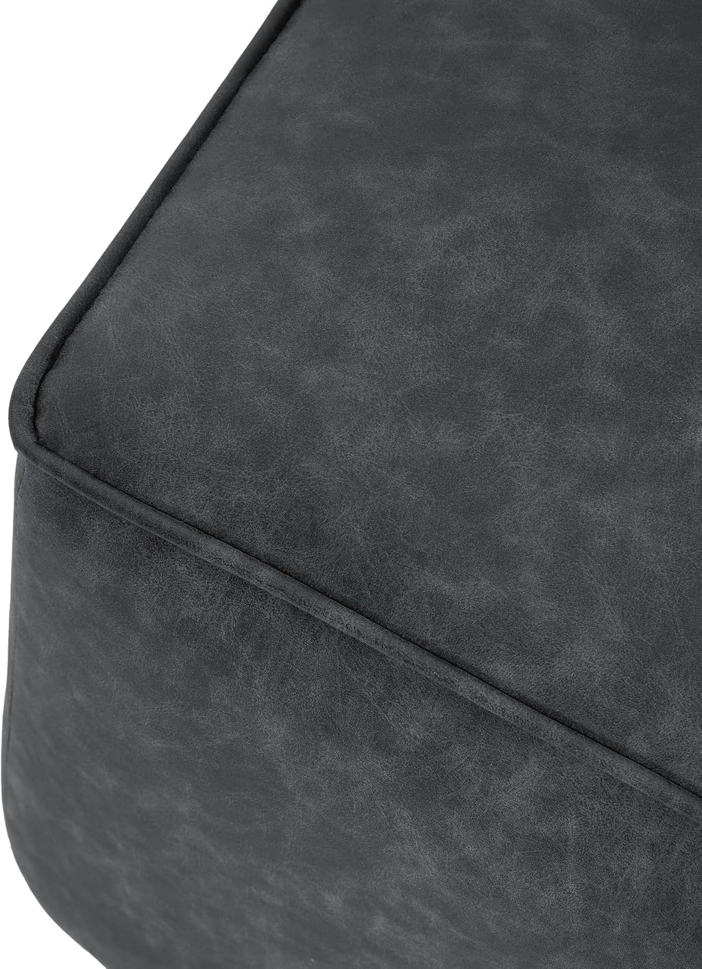 Christopher Knight Home Ellis Faux Leather Ottoman Footstool, Square Pouf Poufee Footrest Ottoman Large Seat, Modern Side Table for Living Room Bedroom Home Decor Gifts, Black