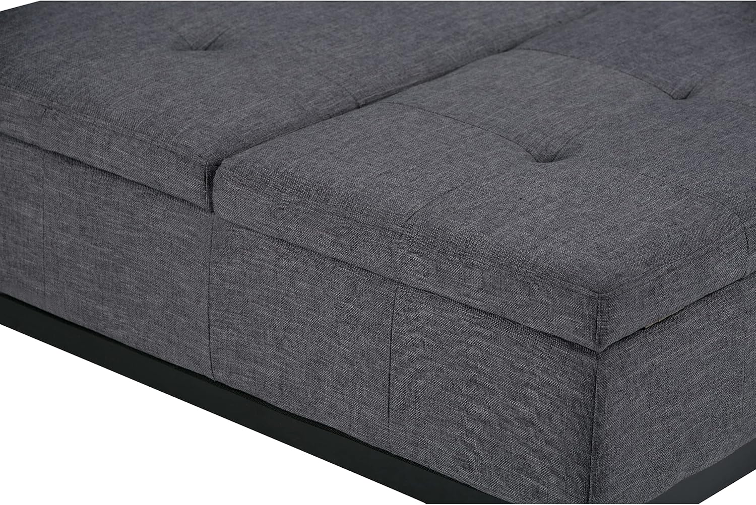 SIMPLIHOME Dover 36 inch Wide Contemporary Square Coffee Table Storage Ottoman in Slate Grey Linen Look Fabric, Assembled, For the Living Room and Bedroom