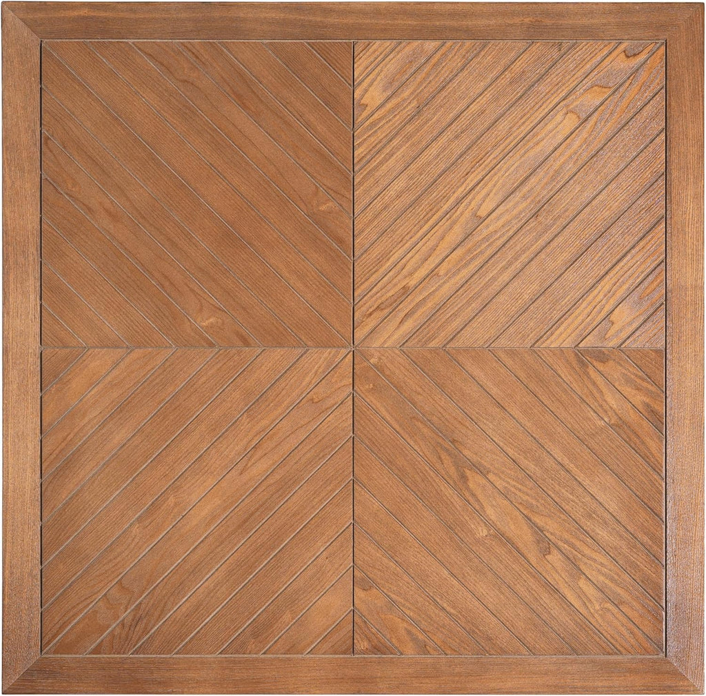 Merax Modern Square Coffee Table for Living Room,31.5 Inch Brown Wood Grain Top & Black Base, Mid-Century Farmhouse Style Center Accent Table,Brown