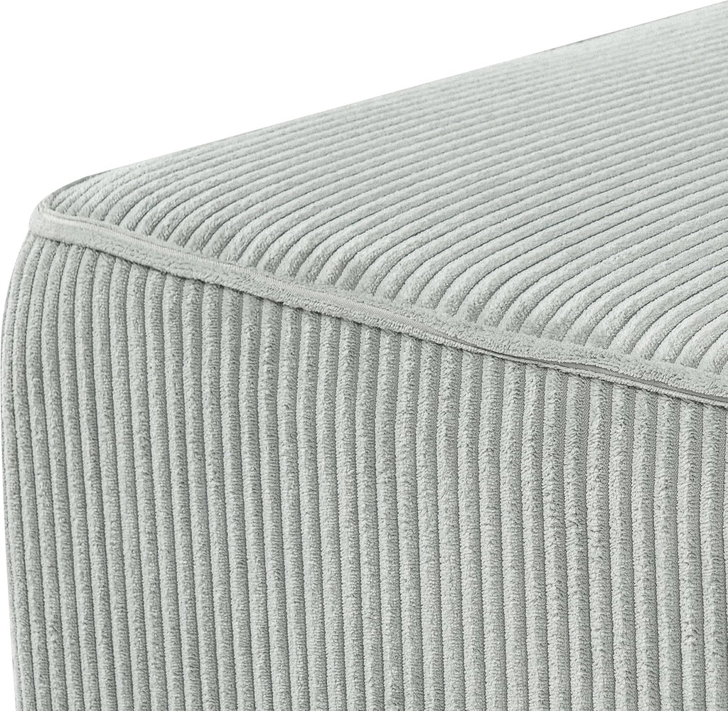 Christopher Knight Home Kyle Corduroy Woven Upholstery Square Ottoman, Living Room Sofa Ottoman with Wood Frame, Comfy Seating Experience with Dense Foam Padding, Non-Marking Foot Caps, Muted Green