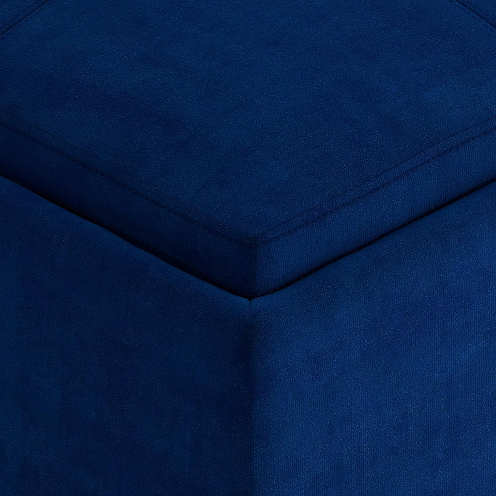 SIMPLIHOME Avalon Wide Contemporary Square Coffee Table Storage Ottoman, Blue, Table Ottoman