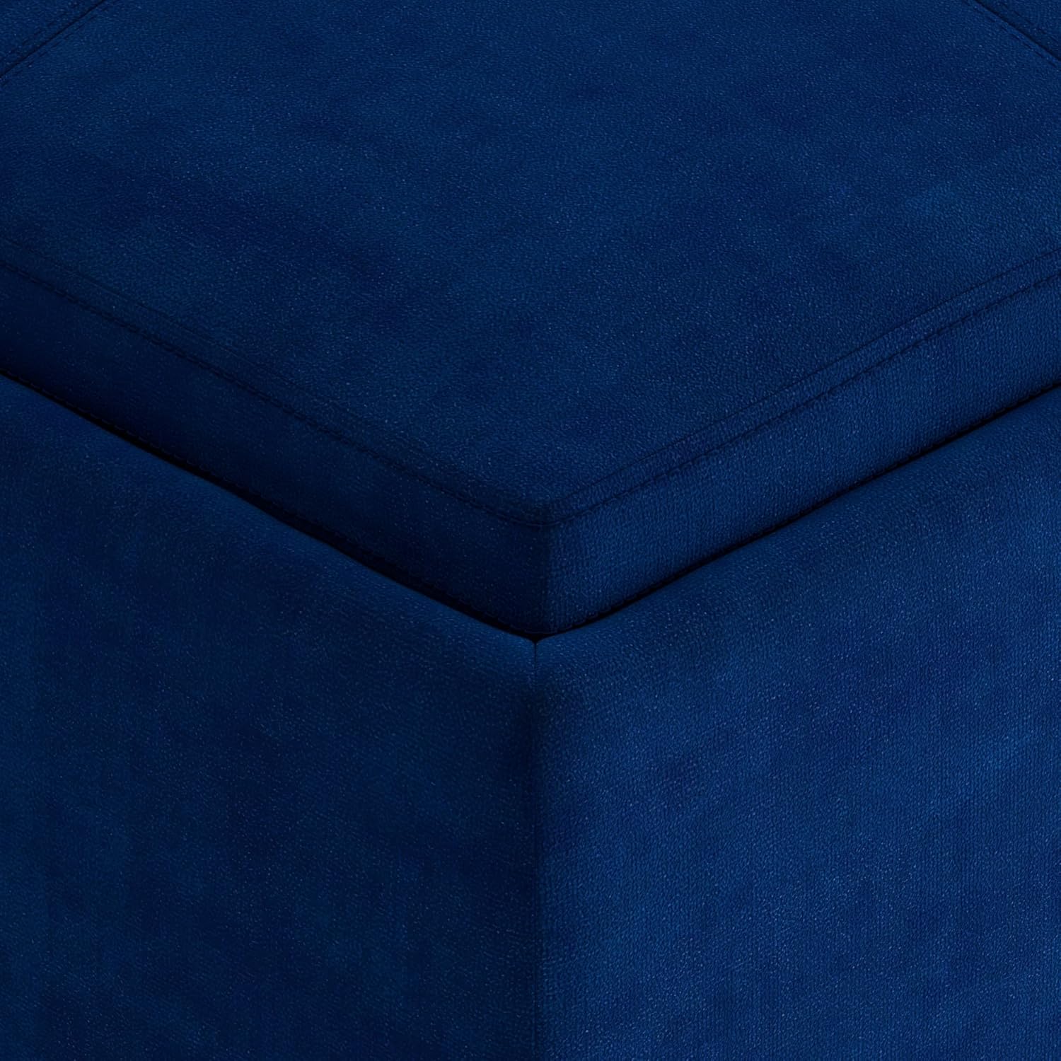 SIMPLIHOME Avalon Wide Contemporary Square Coffee Table Storage Ottoman, Blue, Table Ottoman
