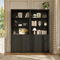 Tall Book Shelf and Bookcase 2 PCS, 31.5' Wide Wooden Bookcase with Doors, Farmhouse Book Case with Large Storage, 5-Shelf Bookcases with Adjustable top Shelve for Home Office, Living Room,Black