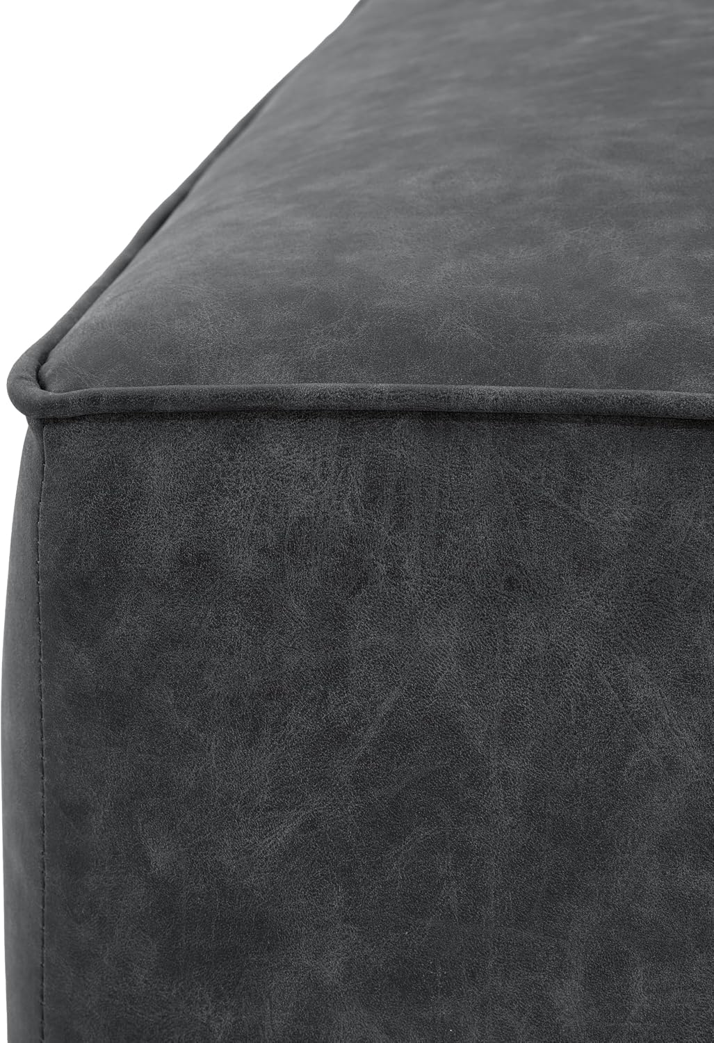 Christopher Knight Home Ellis Faux Leather Ottoman Footstool, Square Pouf Poufee Footrest Ottoman Large Seat, Modern Side Table for Living Room Bedroom Home Decor Gifts, Black