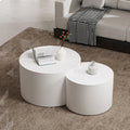 Round Coffee Table Set of 2 Modern Nesting Coffee Tables Wooden Drum Coffee Tables with Non-Slip Feet, Circle Nesting Tables End Table for Living Room Office, No Assembly (Cream 27.56'+19.69')