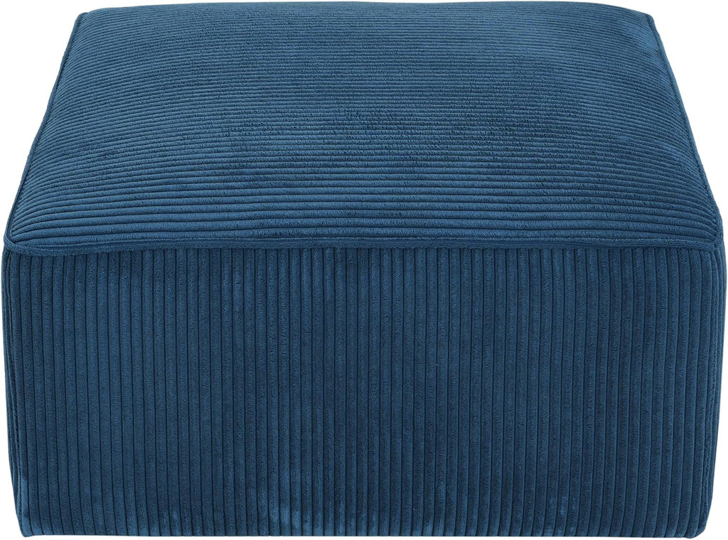 Christopher Knight Home Isa Corduroy Ottoman Footstool, Square Pouf Poufee Footrest Ottoman Large Seat, Modern Side Table for Living Room Bedroom Home Decor, Navy Blue, 30'