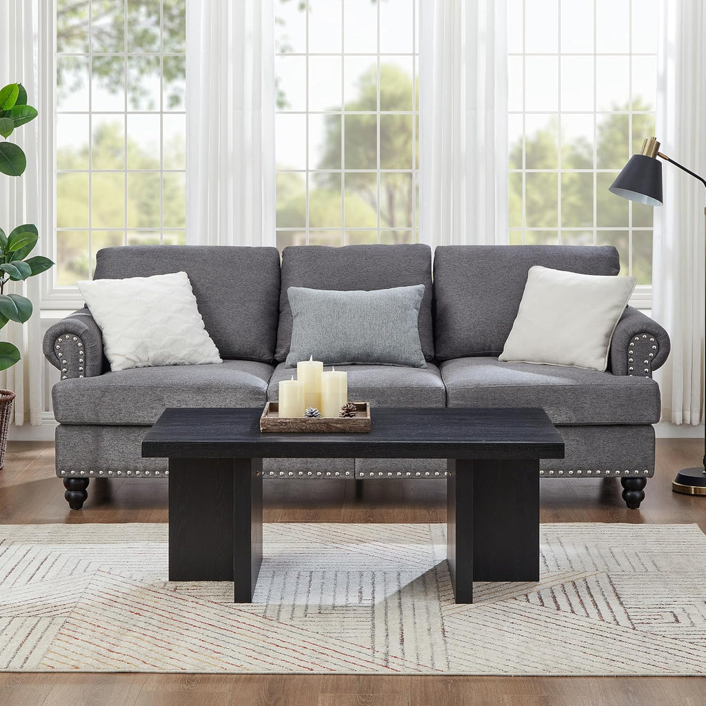 Roundhill Furniture Mchome 3-Piece Coffee Table Set, Coffee Table and Two End Tables, Black Finish