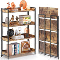 4NM Extra Wdie No Assembly Folding Bookshelf, 50.8' H x 30.9' W, 4 Tier Collapsible Book Shelf Bookcase Foldable Shelves for Bedroom Living Room Home Office - Rustic Brown & Black