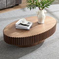 43.7' Oval Coffee Table for Living Room Fluted Pedestal Coffee Table Modern Handcrafted Centre Table for Apartment, Easy Assembly, Walnut
