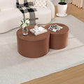 Round Coffee Table Set of 2 Modern Nesting Coffee Tables Drum Coffee Tables with Non-Slip Feet, Circle Nesting Tables End Table for Living Room Office, No Assembly (Brown 26.8'+18.3')