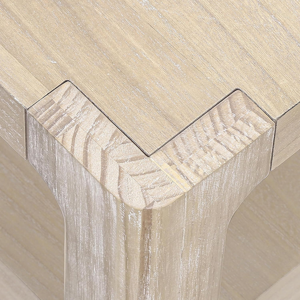 Henf 34.7' Square Coffee Table, Large 2-Tier Solid Wood Coffee Table with Open Storage Shelf and Soft Rounded Corner, Wood Cocktail Center Tea Coffee Tables for Living Meeting Room,Natural