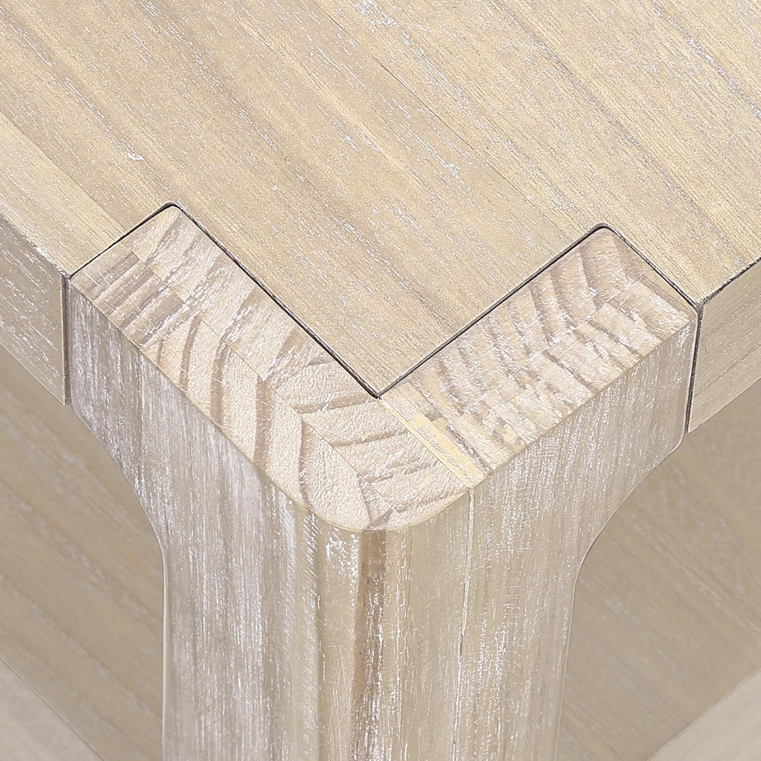 Henf 34.7' Square Coffee Table, Large 2-Tier Solid Wood Coffee Table with Open Storage Shelf and Soft Rounded Corner, Wood Cocktail Center Tea Coffee Tables for Living Meeting Room,Natural