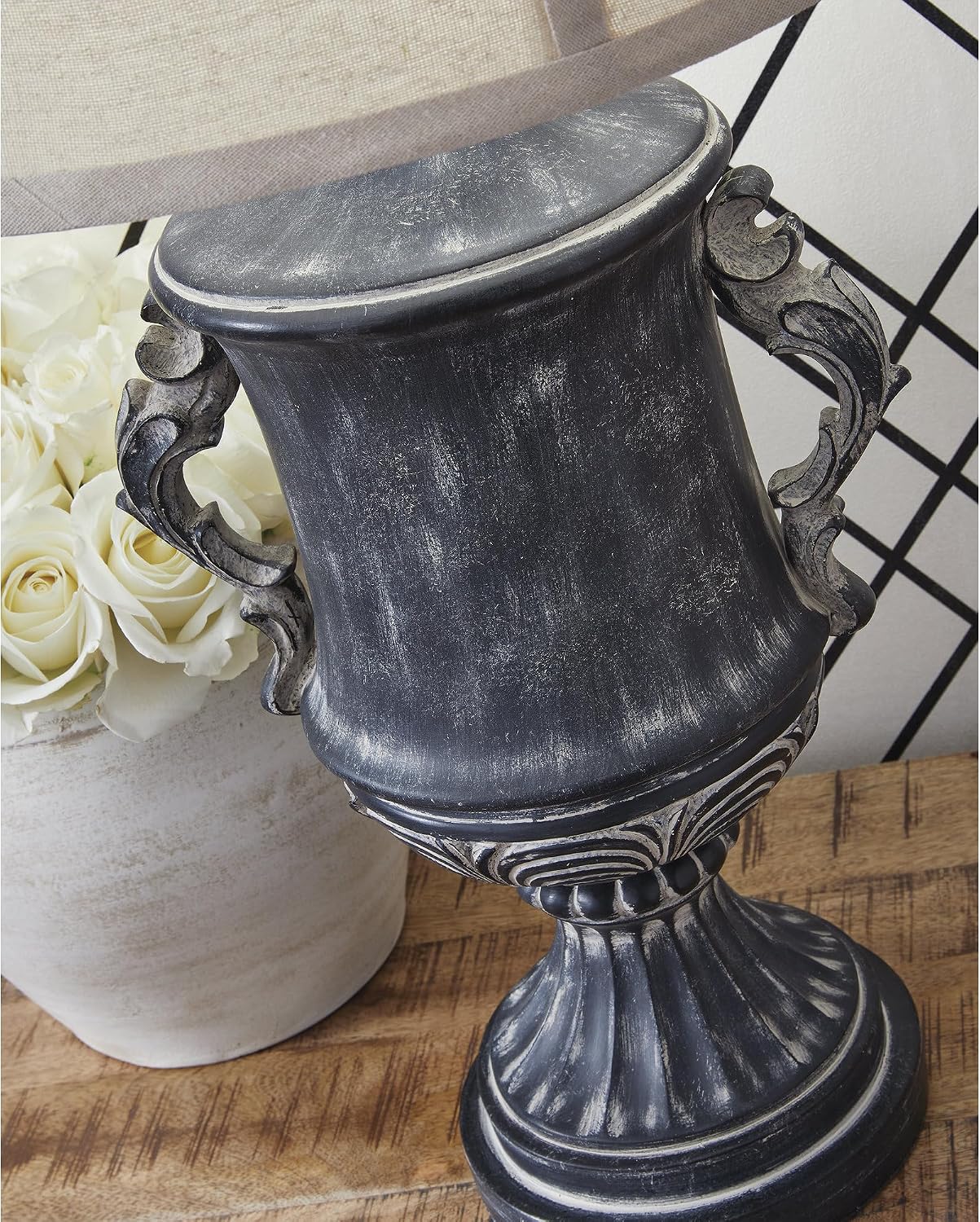Signature Design by Ashley Morvanford Vintage Polyresin Table Lamp with 3-Way Switch, Black