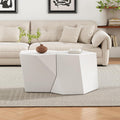 Merax Modern Mgo Coffee Table Set, 2 Piece Geometric Side Table Includes 1 Pentagon-Topped Table & 1 Hexagon-Topped Table for Living Room Office, White