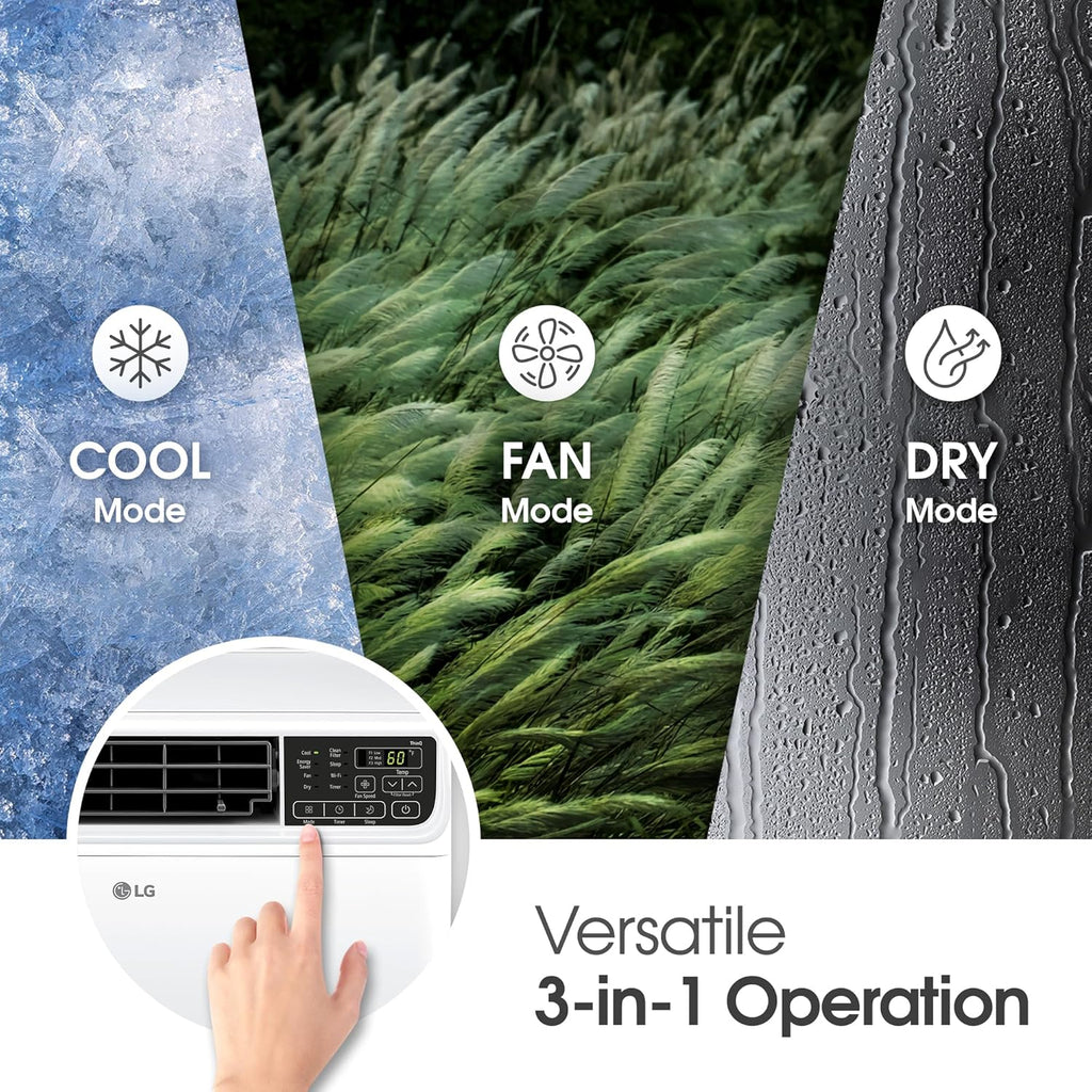 LG 6000 BTU Window Air Conditioner Energy Saving Dual Inverter, Remote Control, WiFi, LG ThinQ, Alexa, Hey Google Enabled Washable Filer Ultra-Quiet Cools Small Room up to 250 Sq.Ft White LW6023IVSM