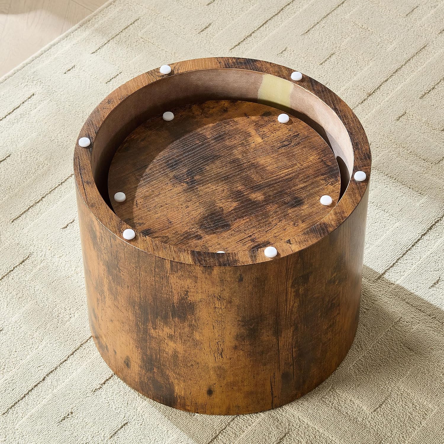 WILLIAMSPACE 18.9' Round Nesting Coffee Table Set of 2, Modern Wooden Coffee Tables Small Circle Center Table for Living Room, Accent End Table Set, No Assembling (Dark Brown)
