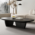 Modern Wood Coffee Table for Living Room, 51.2' Black Rectangle Coffee Table with 2 Unique Legs, Center Table for Living Room Table Tea Table for Home Office