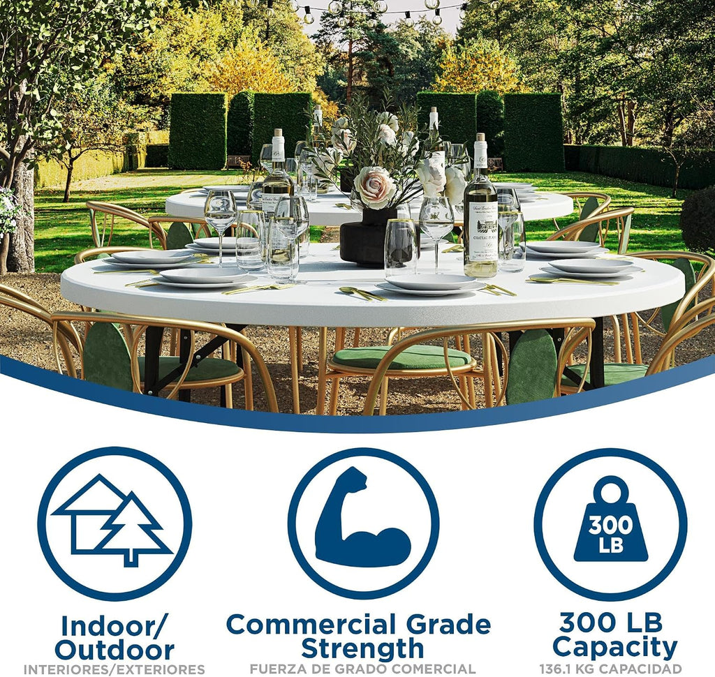 COSCO Commercial 5' (60') Round Blow Mold Table, White
