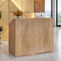 Tribesigns Reception Desk with Counter, Modern Front Desk Reception Room Table with Cable Grommet, 47 inch Retail Counter for Checkout, Lobby, Beauty Salon, Home Office Desk, Oak