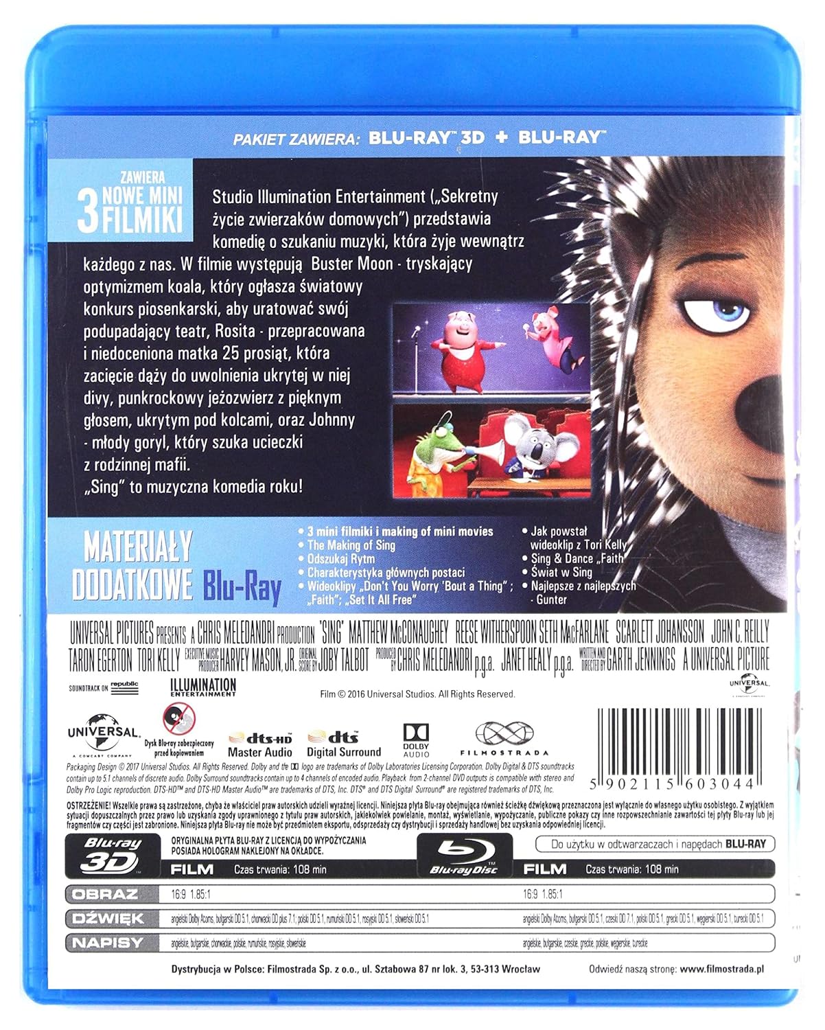 de sing [blu-ray]+[blu-ray 3d] [region free] (english audio. english subtitles)