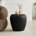 WILLIAMSPACE 19.29' End Table Side Table with Grainy Matte Rocks Pattern, Modern Circle Fiberglass Small Coffee Sofa Table, No Need Assembly (Black)