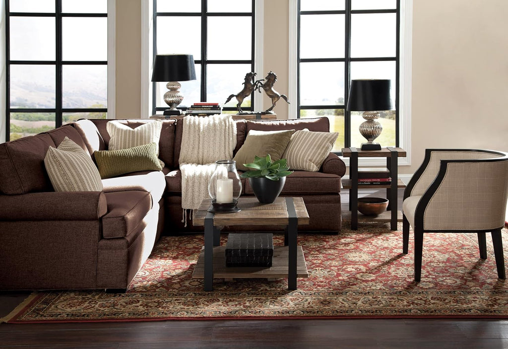 Modesto 27-Inch Square Coffee Table – Solid Wood and Metal Accent Industrial Table with Distressed Natural Finish – for Small Space Living Room by Alaterre Furniture