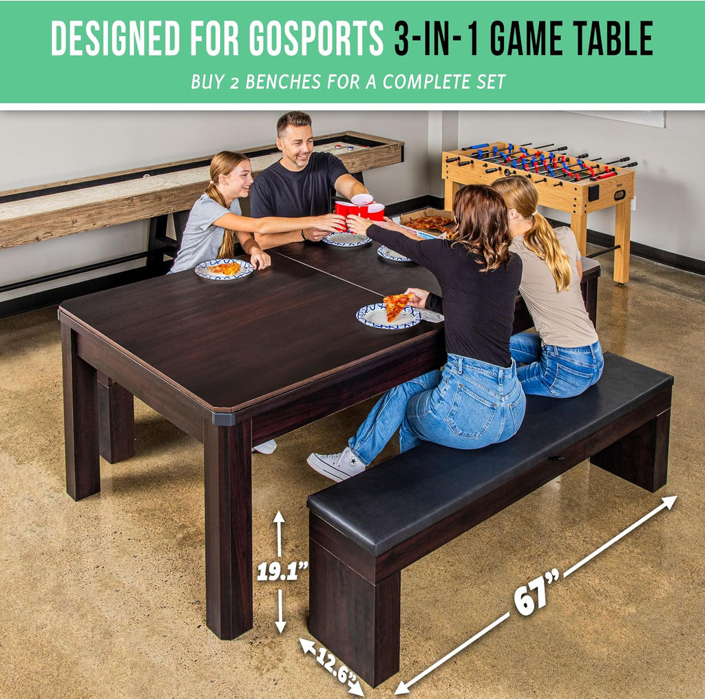 GoSports 3 in 1 Pool, Dining, & Table Tennis Combo Table and Storage Benches - 7 ft or 8 ft - Convertible Billiards and Table Tennis with Accessories