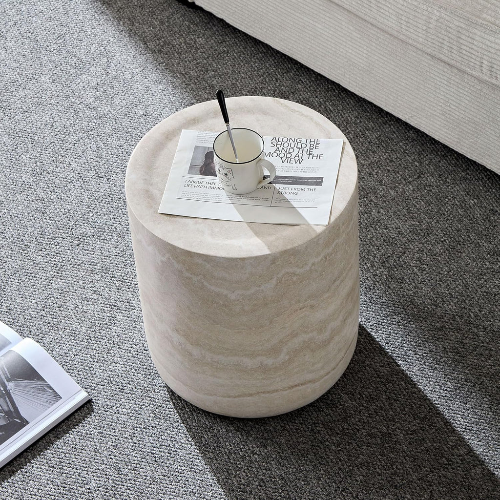 JUSTONE 15.74 ''Round Coffee Tables for Living Room, Faux Mars Pattern Modern Minimalist Side Tables Accent End Table End Table for Apartment,Office,Ø15.74'' x 17.71' H,Marble