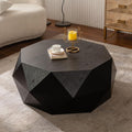 38' Three-Dimensional Embossed Pattern Modern Farmhouse Round Coffee Table, Center Table with for Living Room, Apartment, Office, Black, No Need Assembly