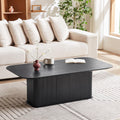 Coffee Table, Modern Wooden Coffee Table Rectangle Center Table with Solid Wood Veneered, Black